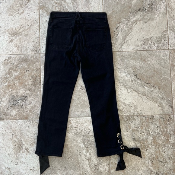 Good American Black Straight Ankle Ribbon Lace Tie Jeans, Size 14/32 - Picture 4 of 9